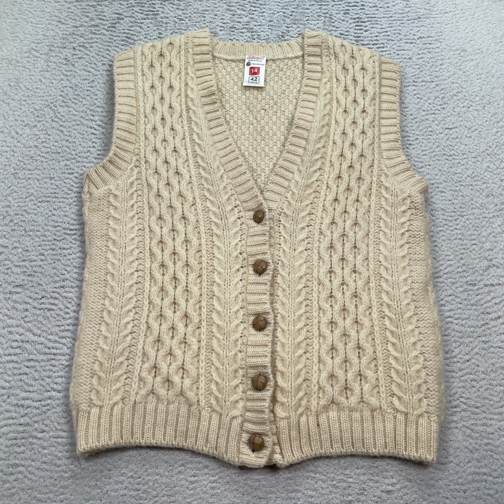 St Michael Vintage Cardigan Knit‎ Size 14 Sleeveless Vest Wool